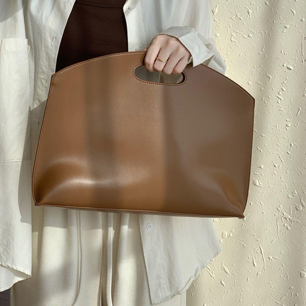 

PU Office Document Tote Bag Large Capacity File Bag Simple Computer Bag Travel чорний