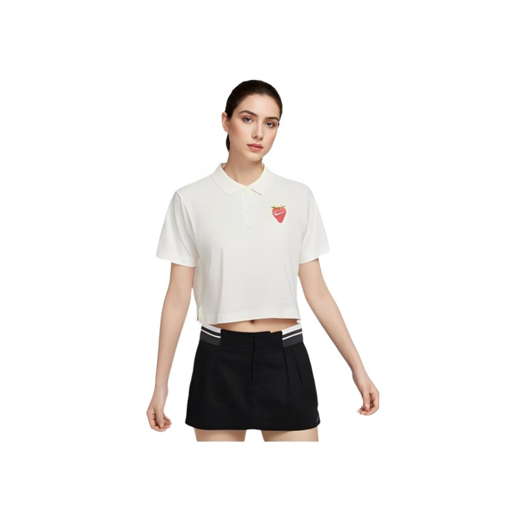 Nike Alphabetdruck Bequemes Lässiges Sportliches Kurzarm-Poloshirt Damen Tops Milchweiß HQ1199-133