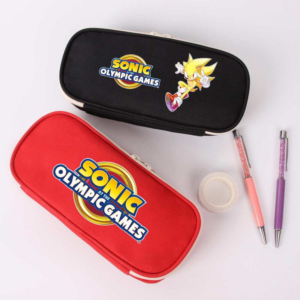 Sonic The Hedgehog Student Pencil Case Canvas Large Capacity Zipper Pen Bag For School Supplies And Teen Gift