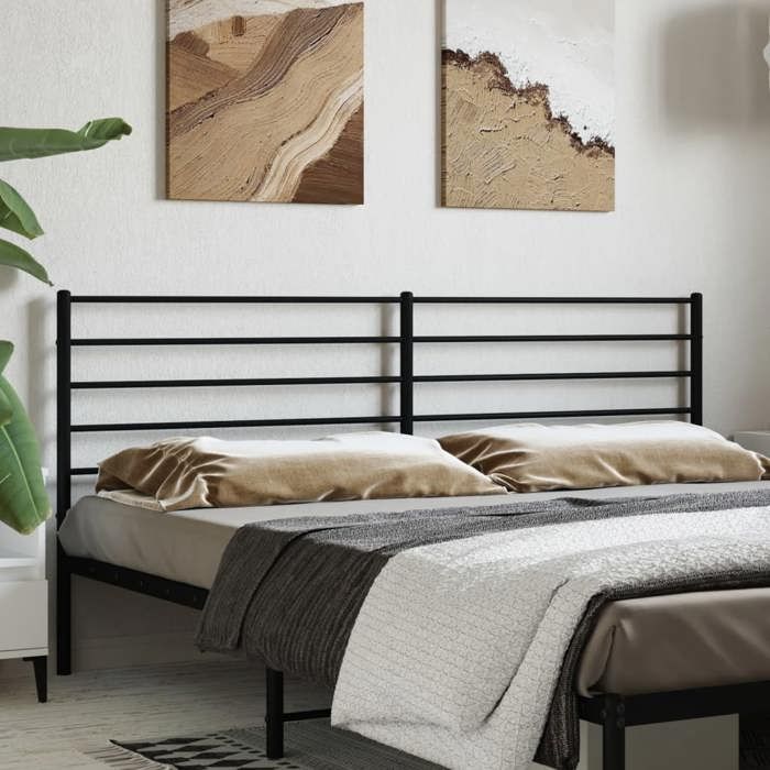 VidaXL Black Metal Headboard 200 Cm 352357