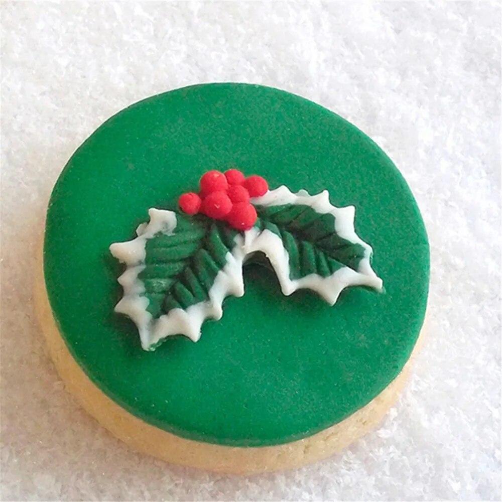 Vánoční ozdoba Cesmína Fondánový dort Silikonová forma Formy na čokoládu Sušenky Pečivo Sušenky Forma Pomůcky na pečení dortů