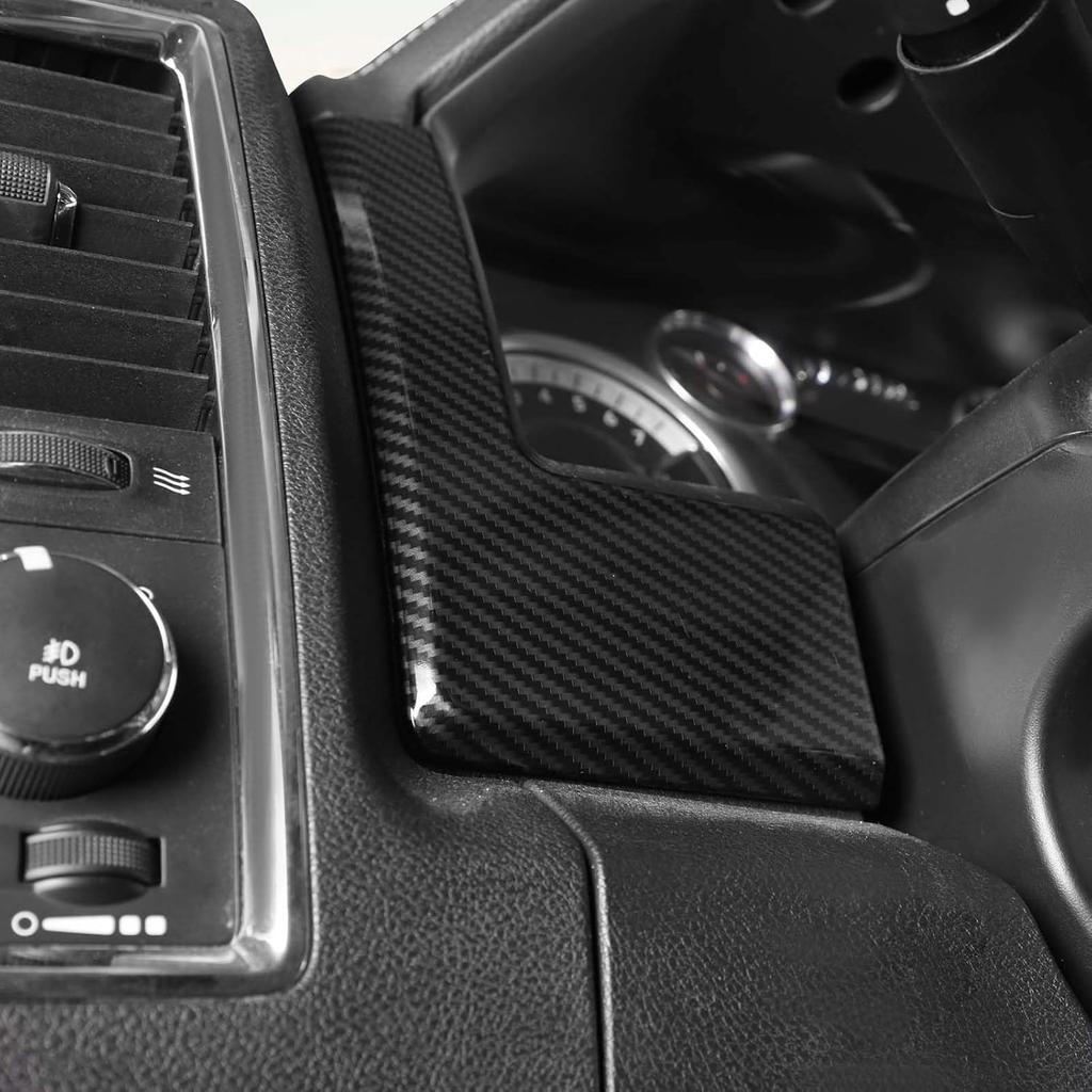 For RAM Dash Gauges Cluster Trim Cover Carbon Fiber for Dodge RAM 2010-2017 Black Carbon Fiber Grain Interior Accessories 2pcs