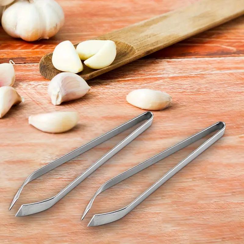 Stainless Steel Garlic Peeler, Kitchen Tool for Garlic Peeling and Fish Deboning, Hair Clip Design, Durable Kitchen Accessories
