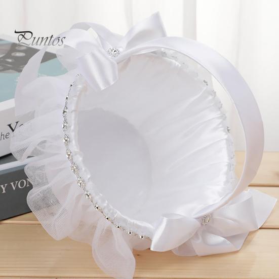 Innovative Portable Exquisite Workmanship Hand Flower Basket Feather Design Wedding Bridesmaid Flower Basket Scene Layout Prop