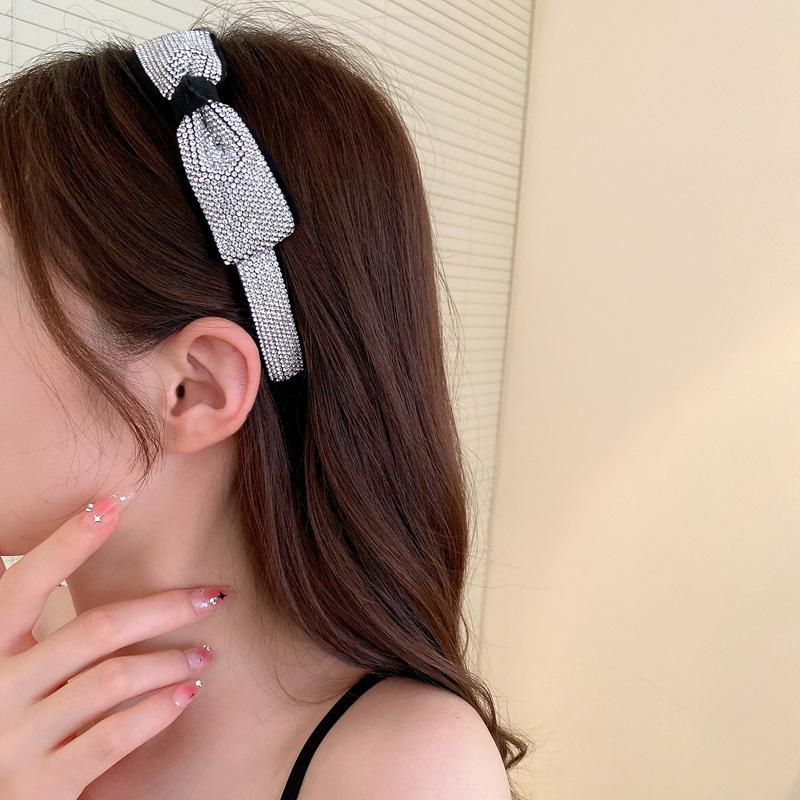 Fashion Retro Full Diamond Bow Headband Heavy Industry Niche Design Sense Headband Temperament Advanced Sense Hair Accessories Women