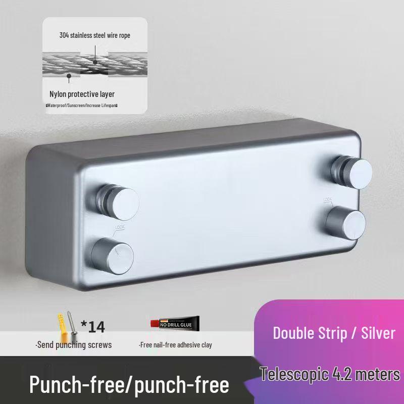 Retractable Wall-Mounted Invisible Clothes Drying Line for Indoor/Outdoor Use