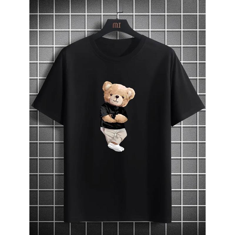 

European sizes Cute Teddy Bear T-Shirt | Soft Breathable Tee with Adorable Teddy Bear, Lightweight Summer Wear 4XL