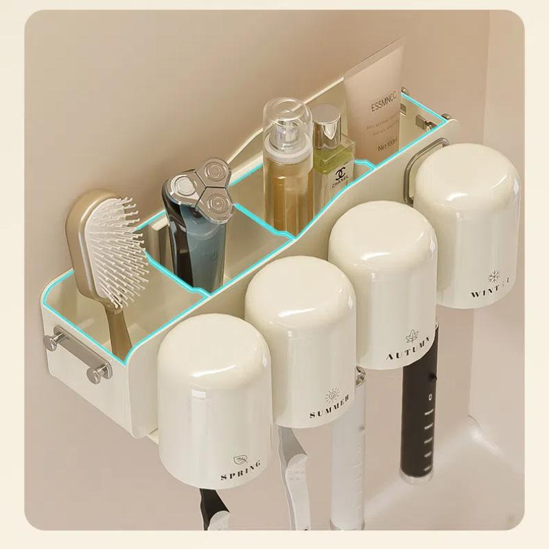 Wall Mounted Toothbrush Holder No Punching Toothpaste Toothbrush Storage Rack Transparent Mouthwash Cup Toothbrush Bathroom Set