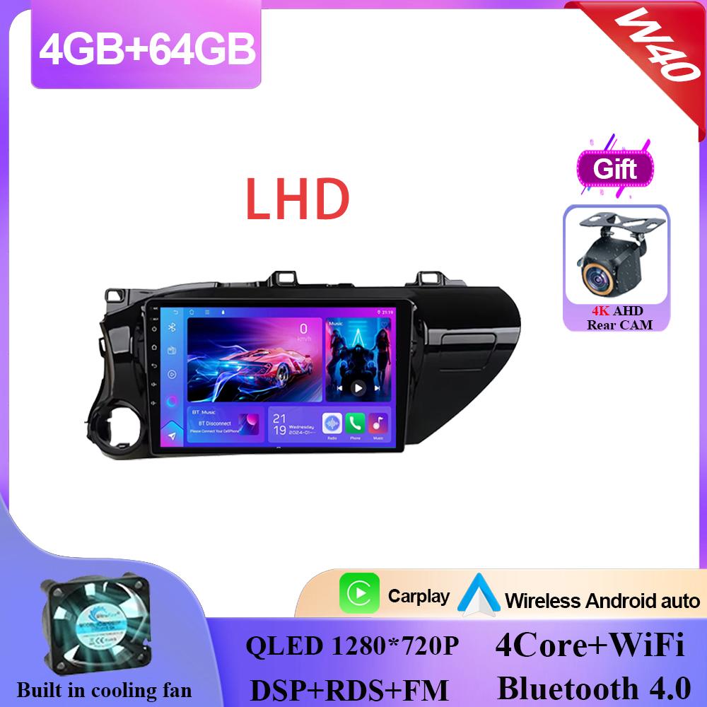 For Toyota Hilux 2015-2020 Multimedia Head Unit Car Player Android GPS Carplay Auto 4G Car BT No 2din DVD Navigation Radio Video