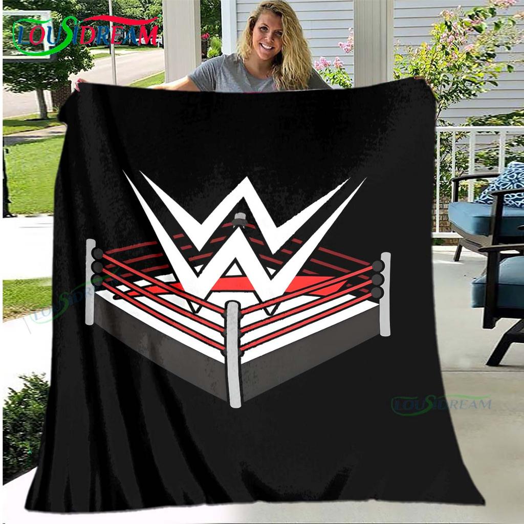 Fashion Wrestling Sport W-Wwe Print Blanket Flannel Thin Blanket Portable Home Travel Office Lunch Break Blanket Bath Towel Gift