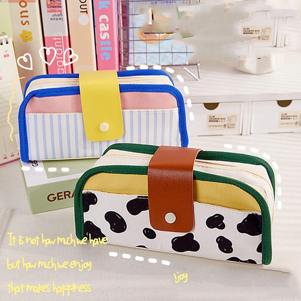 

American style Cow Pattern Pencil Case Large Capacity Pencil Pouch Stationery Pencilcase Boy Girl
