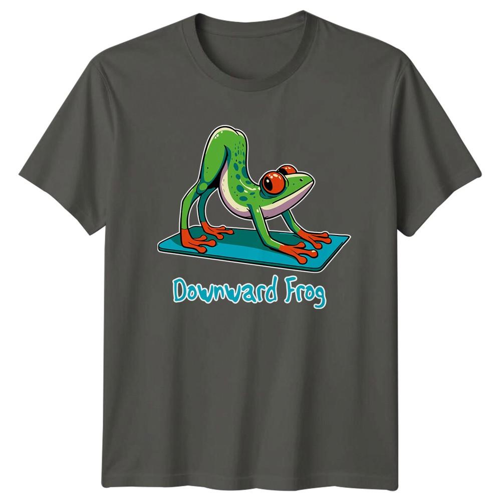 Downward Frog Yoga TShirt Funny Fitness Animal Tee S