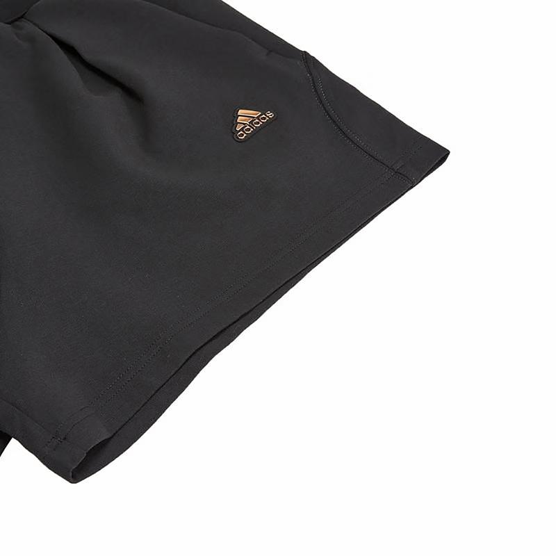 adidas Solid Color Mid-Waist Casual Shorts Women Bottoms Black IN9069