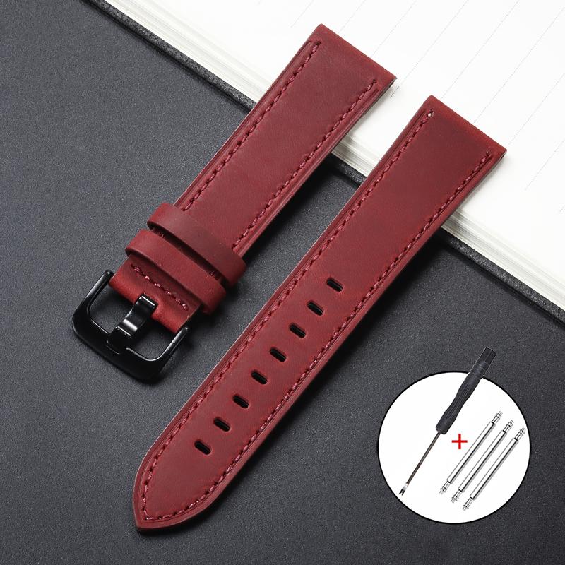 Echtes Leder Uhrenarmband 18mm 20mm 22mm 24mm Armband für Seiko Vintage Braun Kalbsleder Band Universal Metall Schwarze Schnalle Armband