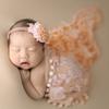 Wrap Blanket for Baby Photography Props Tassel Blanket Rose Flower Headband Newborn Photo Posing Props Photo Accessories