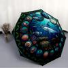 Ocean Life Glass Pattern Umbrella, Portable and Foldable Design, 8 Ribs, a Casual Accessory for Halloween, Christmas, and Birthday Gifts.