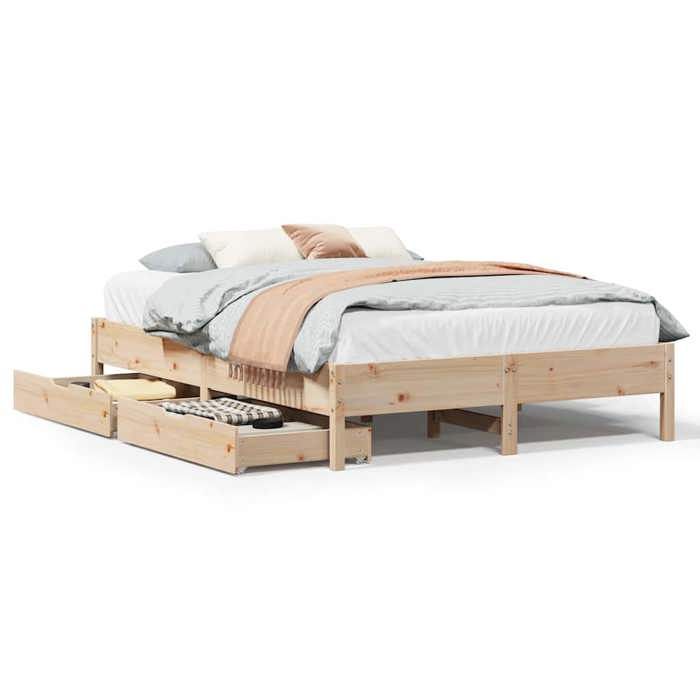 VidaXL Bed Frames 140x190 Cm Solid Pine Wood, Bedroom Furniture, Slatted Base, Wooden Bed, Bed, Double Bed, Frame 3301722