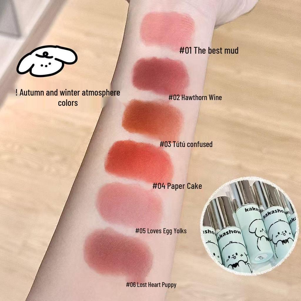 Kakashow Cloud Mousse Lip Glaze - Matte Foggy Autumn/Winter Peach Cream Apricot Whitening Nude Lipstick, Natural Look.