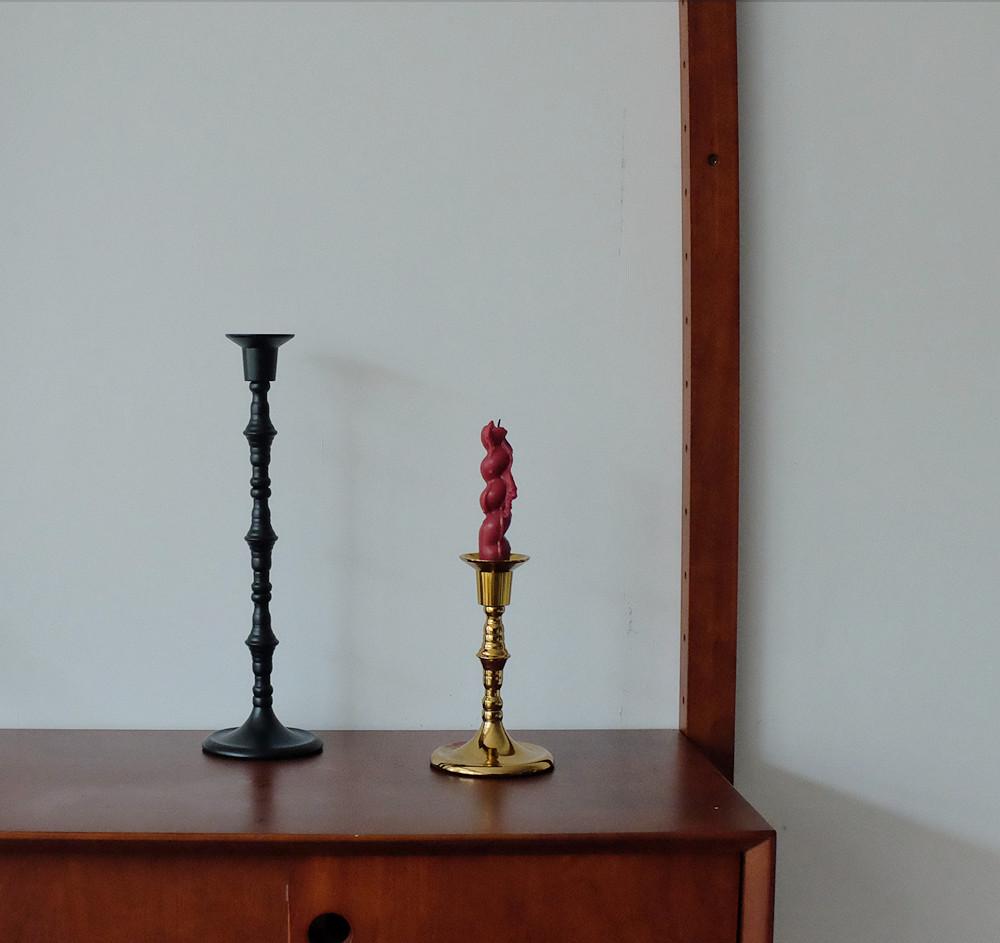 Black Wrought Iron Retro Candlestick Ornament for Christmas, Halloween, Weddings