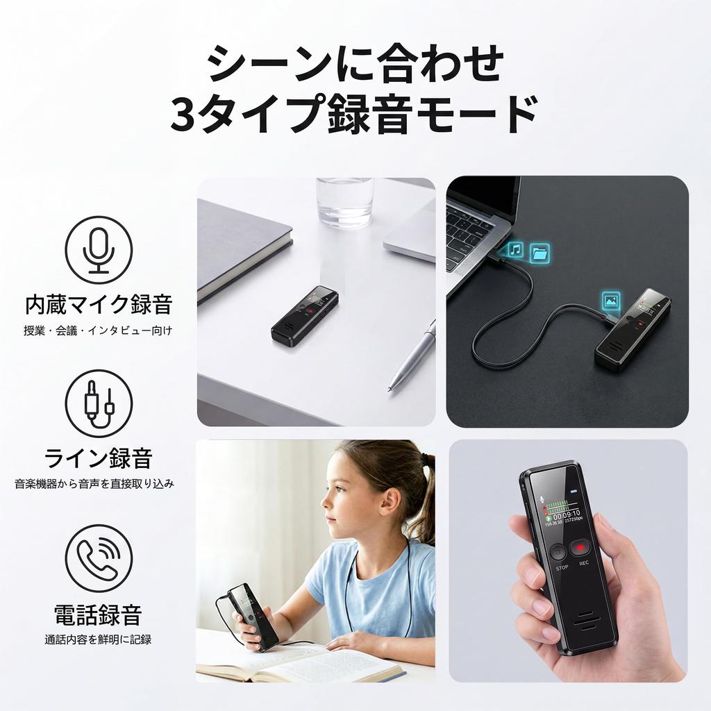 Compact Voice IC Recorder with 64GB Large Long Continuous Recording Dual Microphones for Noise Reduction and Clear Audio Recording Recorder, Capacity,