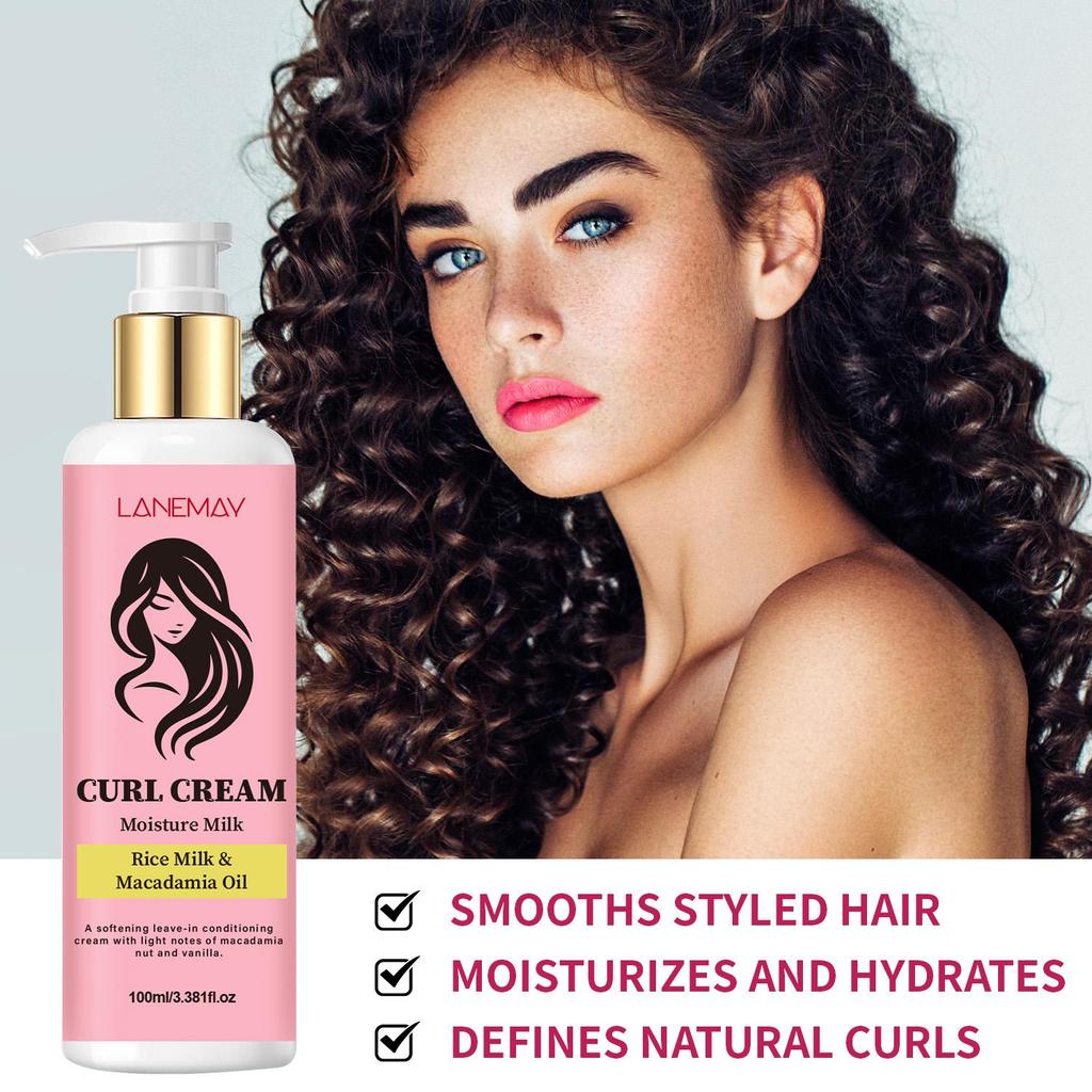 Curl Cream-Clean And Strengthen The Scalp-Smooths Styled Hair-Defines Natural Curl-Suitable For All Skin Types, 100ml