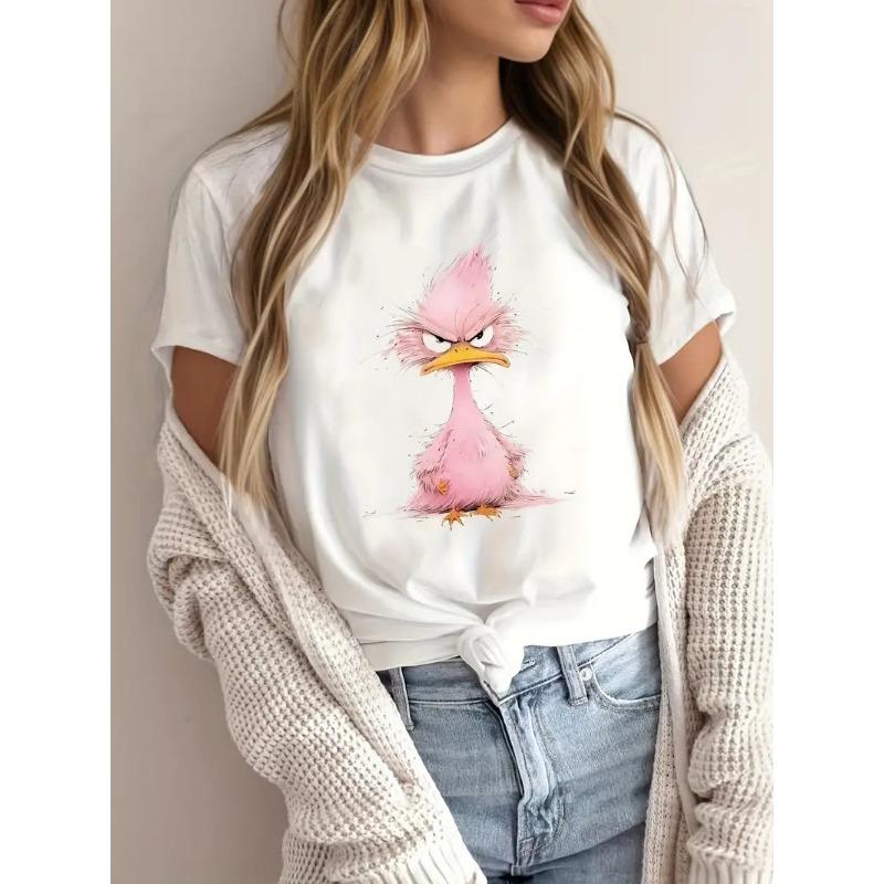 

Летний топ с круглым вырезом и принтом, модные повседневные милые женские футболки из чистого хлопка с короткими рукавами S