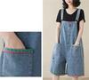 Denim Loose Solid Color Short Denim Wide Leg Summer with Pockets [Mohokyo] Women's Shorts, Fit, Overalls, Jeans, Pants, 5/8 Length, Pants, Casual,