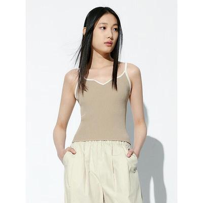 PEACEBIRD Women's Contrast Trim Knit Camisole Top