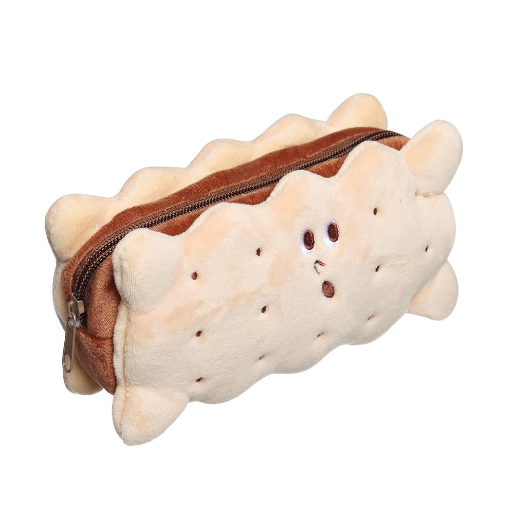 Süße Keksform Plüsch Sandwich-Stil Federmäppchen Schreibwaren Tasche Stifteaufbewahrung Schülerbedarf