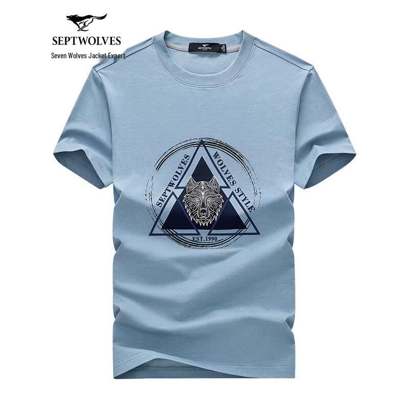 Septwolves Men s Round Neck Short Sleeve T-Shirt 3XL