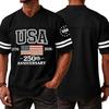 Men's V Neck Short Sleeve Sports T Shirt with USA 250th Anniversary 1776 2026 Print Casual Fashion Jersey Style Top