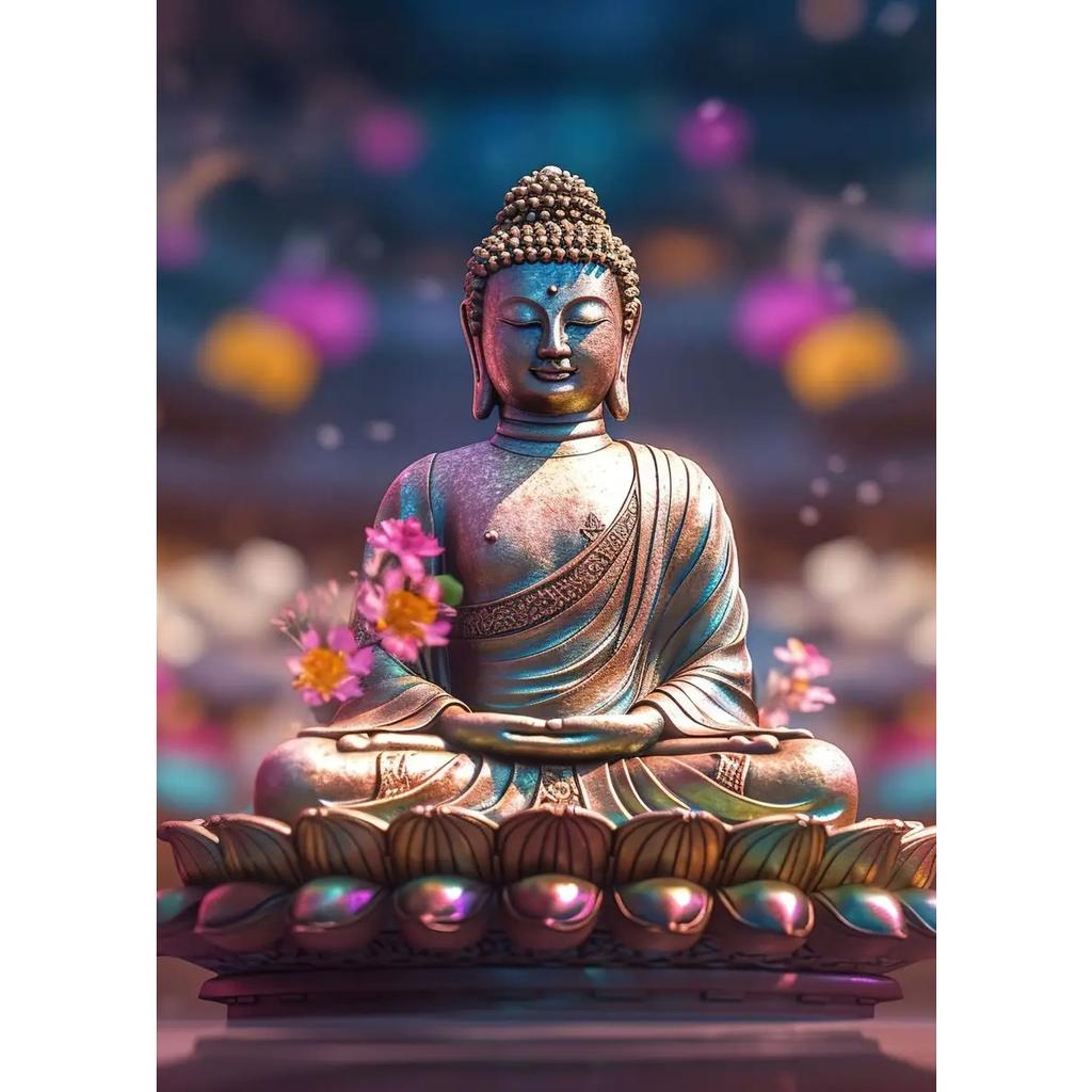 Zen Religion Meditation Buddhism Poster and Print Canvas Painting Wall Art Buddha In Nature Abstract Picture for Room Home Decor