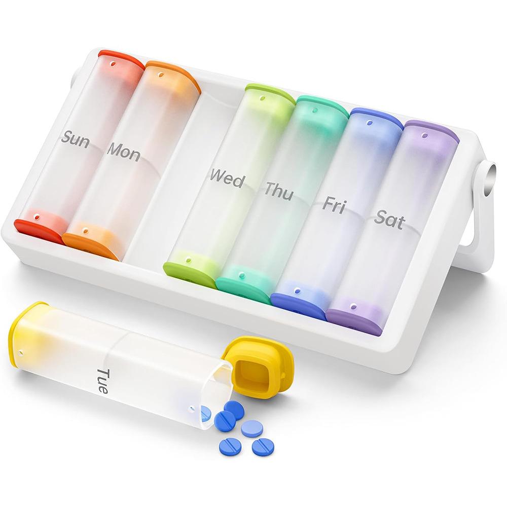 

Weekly Pill Organizer 2 Times A Day with Double Moisture-Proof Design 7 Day Medications Portable Supplements Vitamins Container
