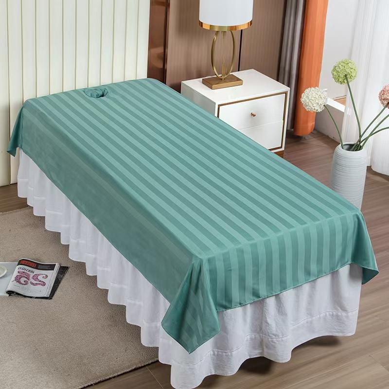 White Washable Beauty Salon Massage Bed Sheet with Hole - Anti-Dirty, Quick-Dry, Wrinkle-Resistant, Customizable.