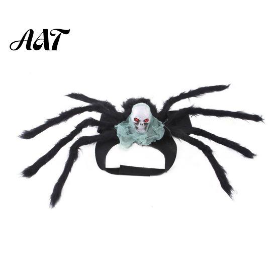 Non Restraining Pet Clothing for Active Pets Spider Costume, Halloween Cat Outfit with Skull Face, Black Cute Transformation Birthday Holiday Apparel