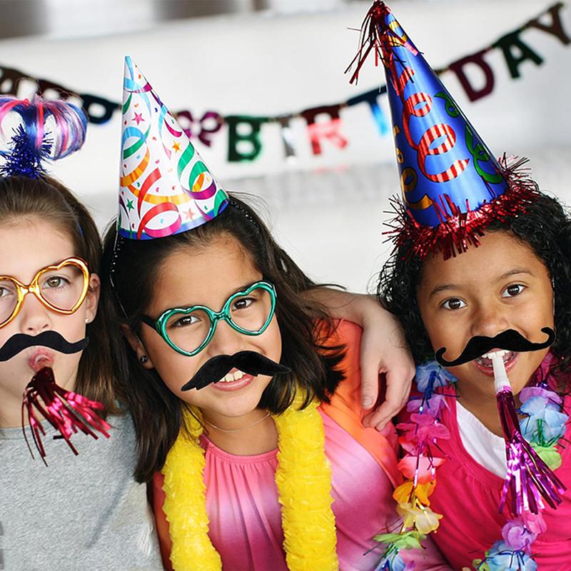 18/48Pcs Mustache Birthday Party Photobooth Props Kids Adult Pirate Party Costume Cosplay Fake Beard Halloween Decoration