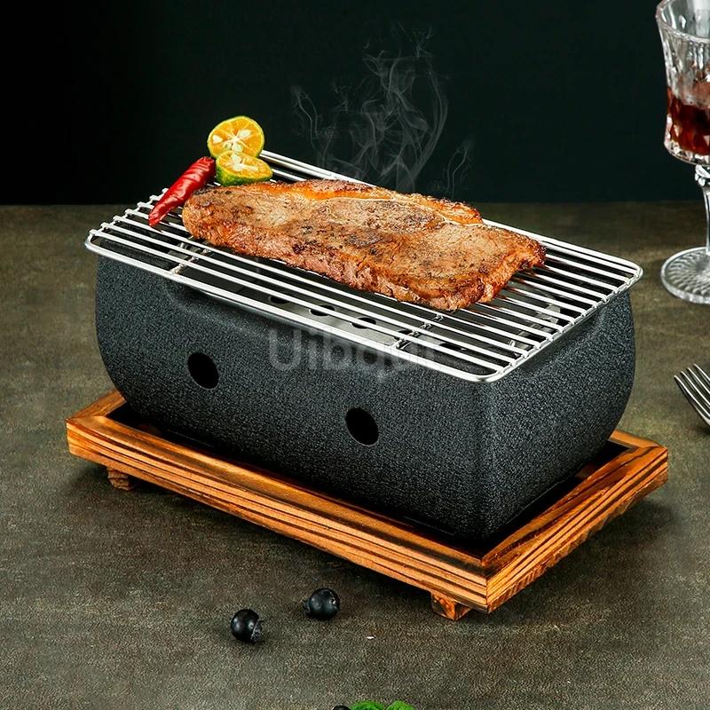 Trouba z hliníkové slitiny Malá trouba Korejský litinový grilovací vařič Kebab trouba vnitřní gril bezdýmný gril Japonský gril na dřevěné uhlí