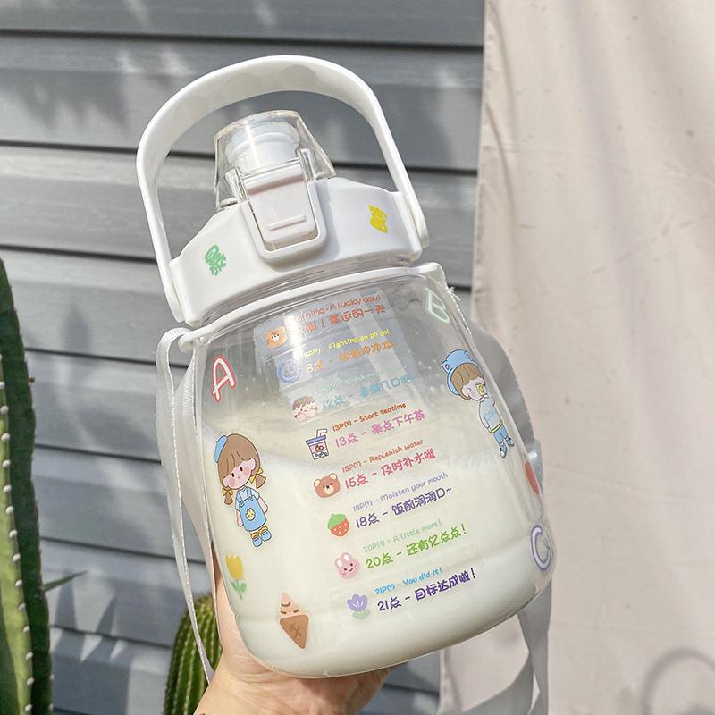 

2023 Girls Big Belly Straw Water Bottle - High Temperature Resistant, Large Capacity