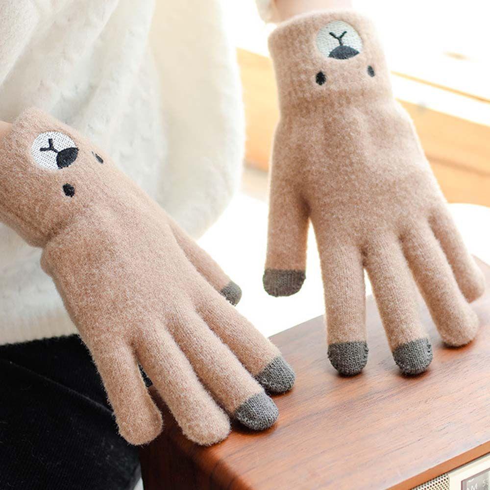 Five-finger Knitted Jacquard Women Driving Gloves  Gloves Female Gloves Wool Mittens