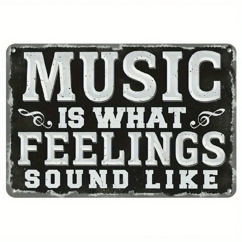 Metal Poster Music Is What Feelings Sound Like Retro Sign Vintage Decor for Music Room Bar