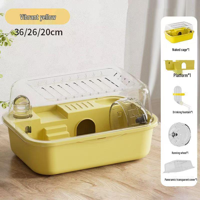 Akryl Takvindu Hamster Slott Bur med Fullt Sett Tilbehør