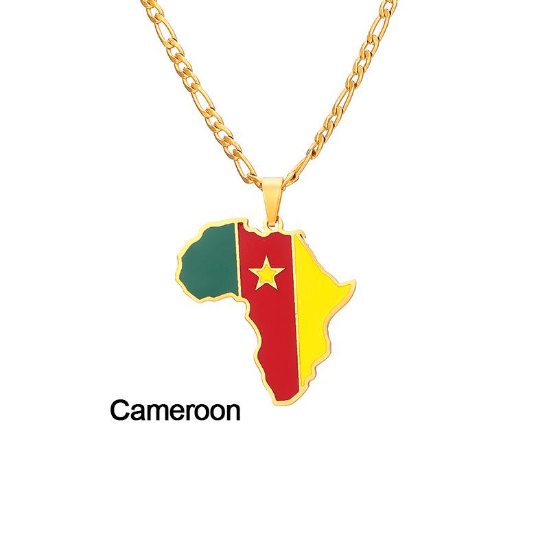 Collar con Mapa de Esmalte Africano: Colgante Geométrico de Acero de Titanio, Joyería Estilo 2022.