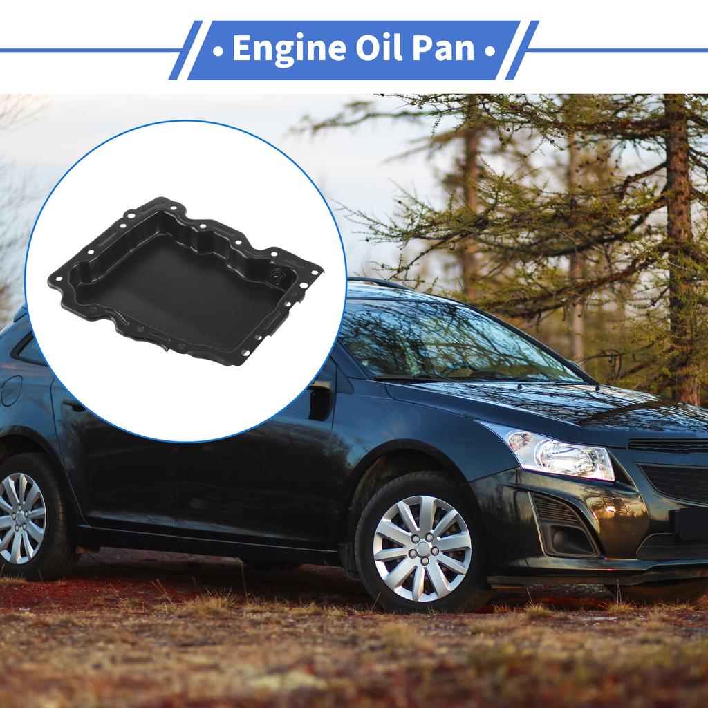 UXCELL No.12649936 Engine Oil Pan Oil Pan Sump Transmission Oil Pan for Chevrolet Malibu 2013-2015 Iron Black