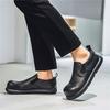 Fashion Men Casual Shoes Luxury Brand Man Loafers Black Leather Shoes Formal Business Shoes Lightweight Walking Shoes Boat Shoes