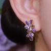 Elegantes Pendientes Clásicos con Forma de Flor Incrustados con Brillantes Pedrería Morada Delicado Accesorio para el Uso Diario