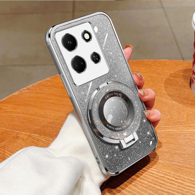 

Держатель для кольца, блестящая наклейка, хромированный блестящий гелевый чехол из ТПУ с держателем для кольца для Infinix ПРИМЕЧАНИЕ 30 Note 12 G96 Note 12 Pro Infinix NOTE 30 4G серый