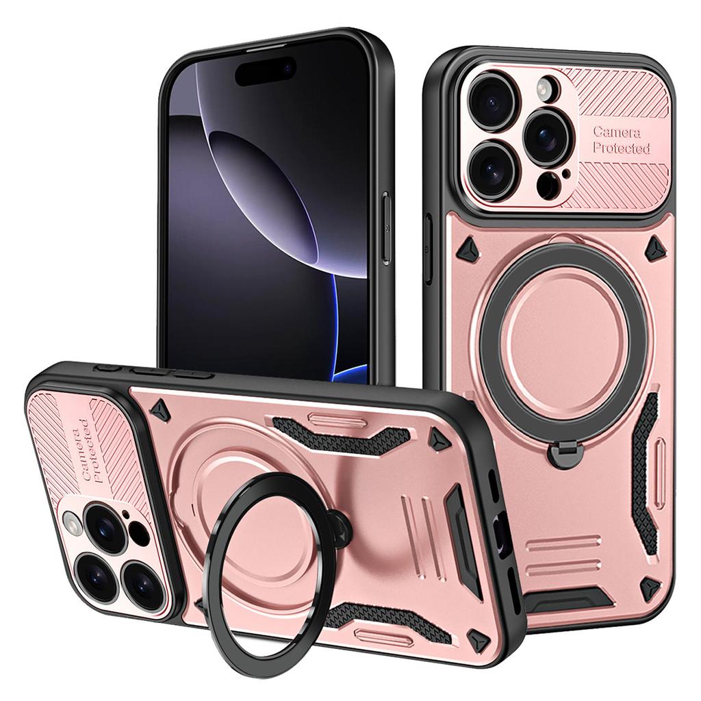 For iPhone 16 Pro Case Compatible with MagSafe Shockproof TPU + PC Phone Back Cover with Kickstand