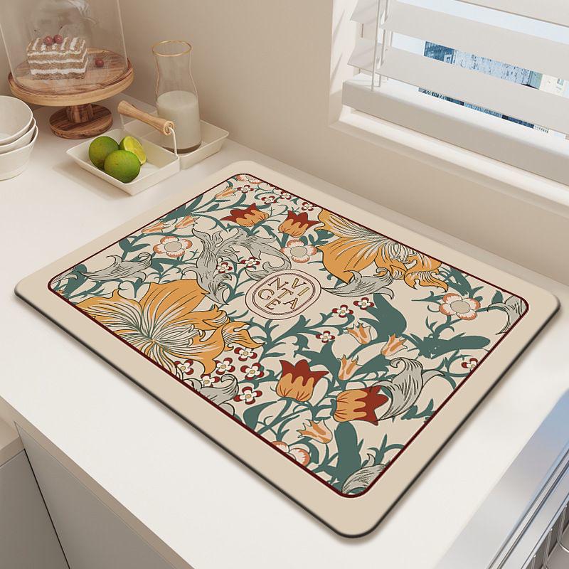 

Diatom Mud Kitchen Countertop Draining Mat - Non-Slip, Heat-Resistant, Anti-Scald, and Water-Absorbent Dishwashing Mat 30x40cm 2nd Gen Diatom Mud