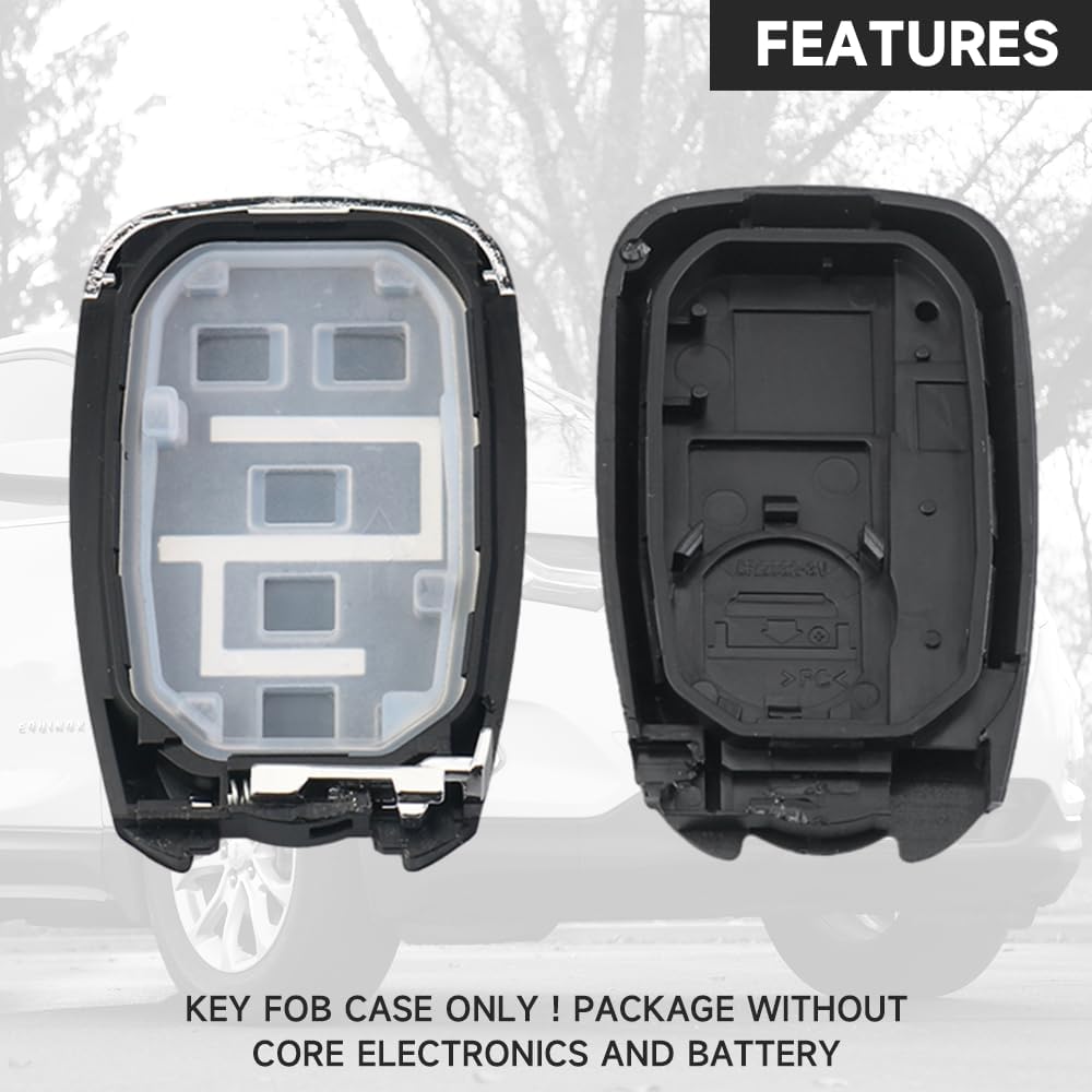 Key Fob Cover Shell Case Replacement 5 Buttons Key Fob Remote Control Shell Case - Compatible for Chevrolet Equinox 2018- for Chevrolet Blazer - -