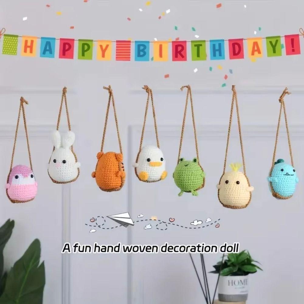 Handmade Knitted Hanging Decor Frog Penguin Car Decoration Mini Knitting Ornament Birthday Gift